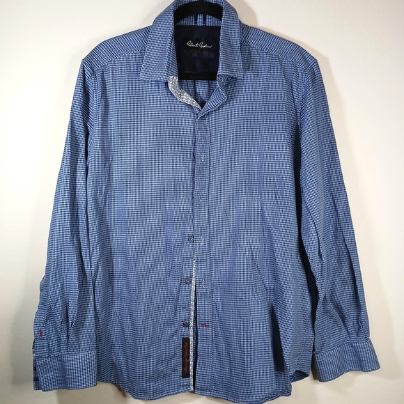 Robert Graham Shirt Mens XL Blue Modern‎ American Tailored Fit Flip Cuff AB50 - Picture 1 of 12